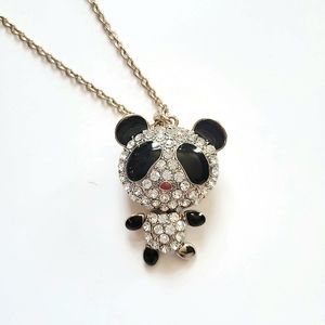 Gold And Silver Sparkle Panda Nacklace